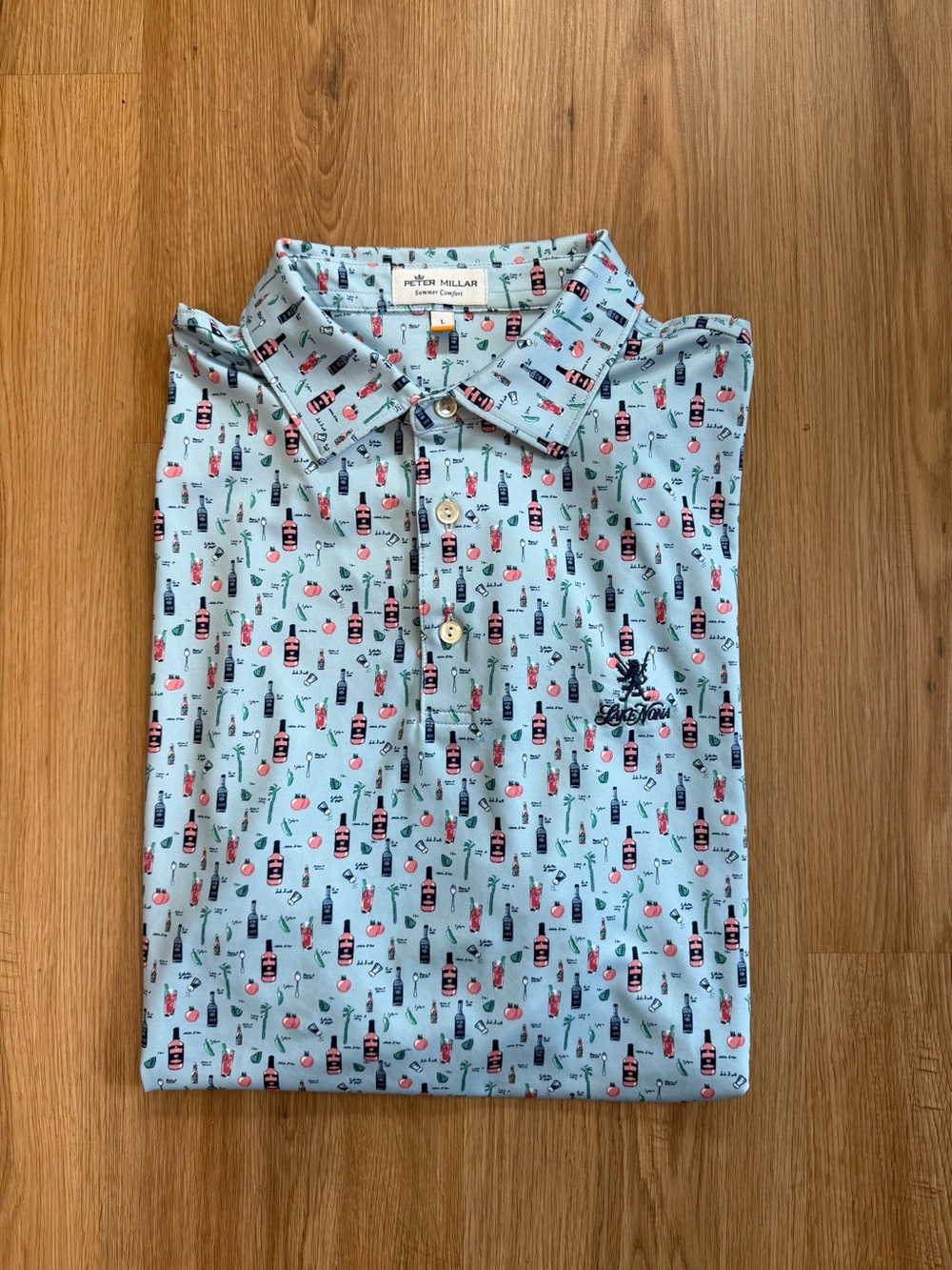Peter Millar Light Blue Novelty Print Polo
